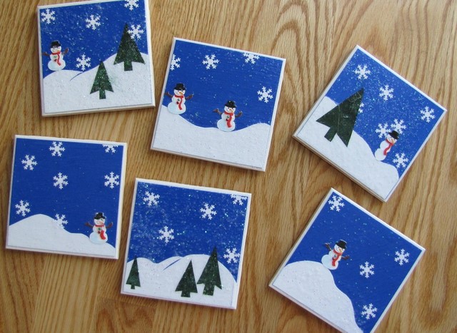 diy tile christmas coasters