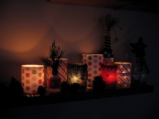 DIY Recycled Jar Christmas Candles