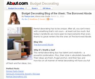 About.com budget rental decorating feature