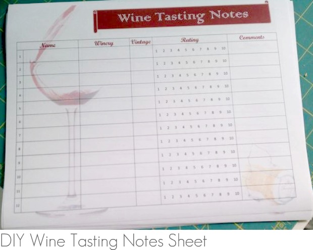 DIY Wine Tasting Notes Sheet