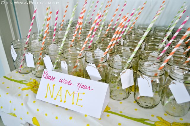 Mason Jars and Paper Straws for Drinks