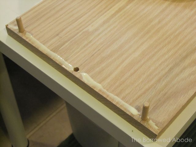 Joining Wood Dowels and Glue Hall Table