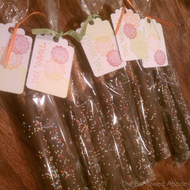Chocolate Dipped Pretzels Edible Wedding Favors The Borrowed