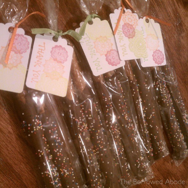 Chocolate Dipped Pretzels Wedding Favors