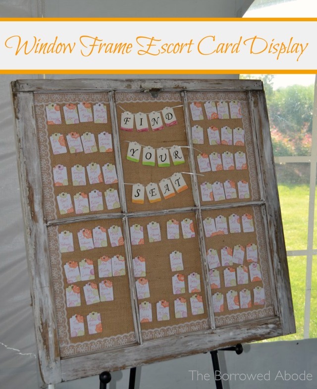 Rustic Window Frame Escort Card Display