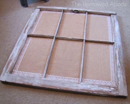 Window Frame Escort Card Burlap Lace