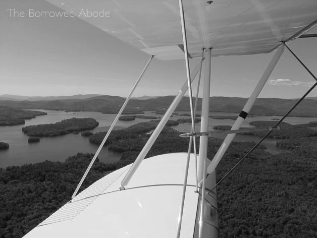 Black White Biplane Aerial Photo Lake Winnipesaukee