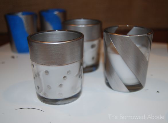 Silver Liquid Leaf Painted Votive Candles | The Borrowed Abode