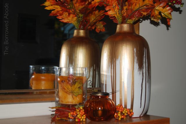 Fall Decor Gold Dipped Vase | The Borrowed Abode