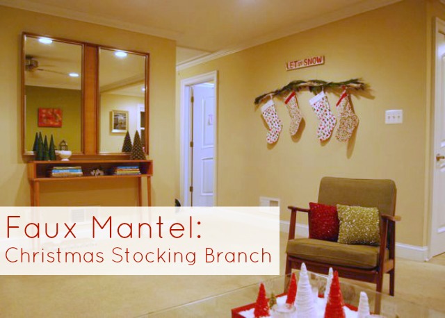 Christmas Stocking Branch on Wall for No Mantel | The Borrowed Abode