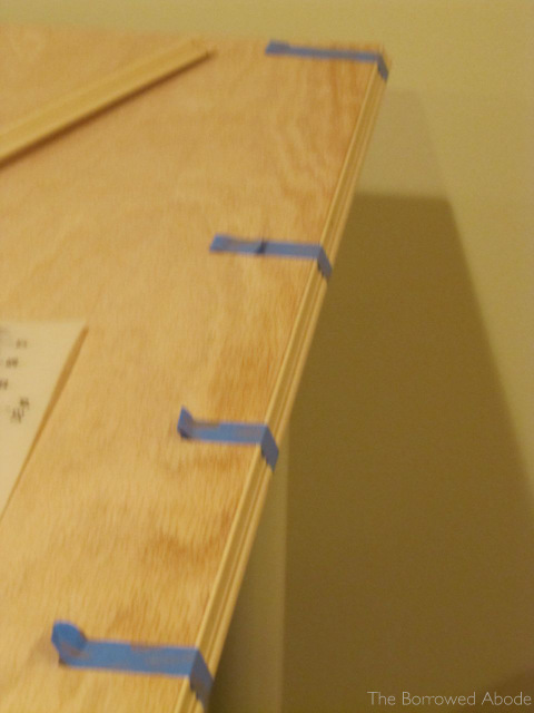 Gluing Trim to Plywood Table Top | TheBorrowedAbode.com