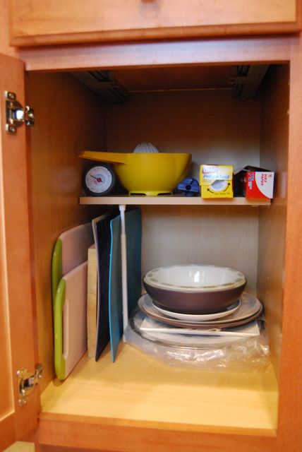 Kitchen Cabinet Cutting Board Storage | The Borrowed Abode