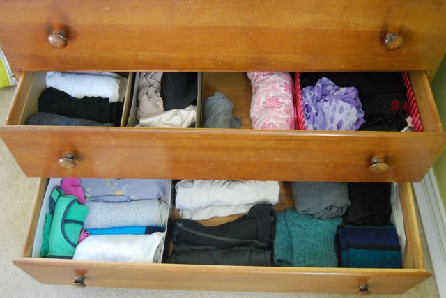 Organizing drawers with cardboard boxes | The Borrowed Abode