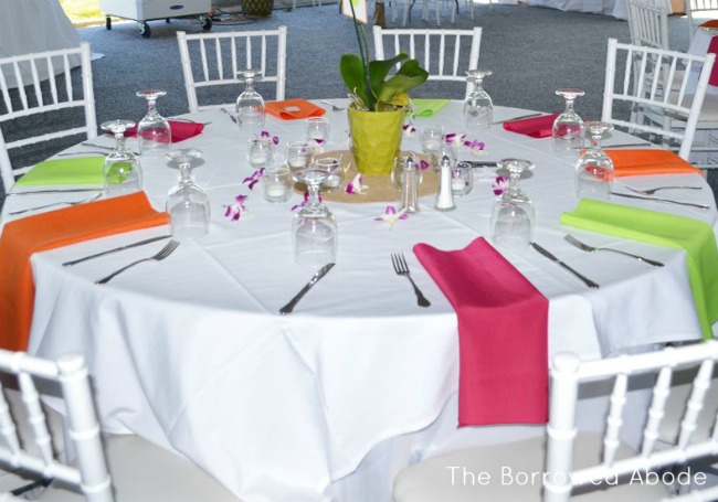 Burlap Orchid Caribbean Wedding Tables  | The Borrowed Abode