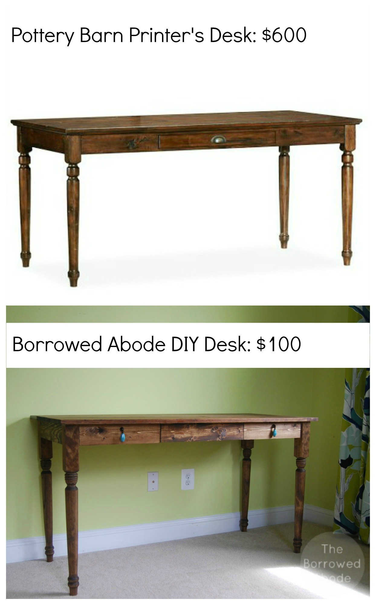 DIY Pottery Barn Desk | The Borrowed Abode