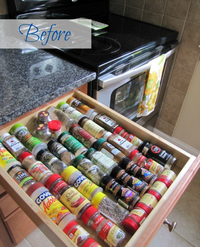 Spice Drawer Organization with Mini Jelly Jars - The Borrowed AbodeThe  Borrowed Abode