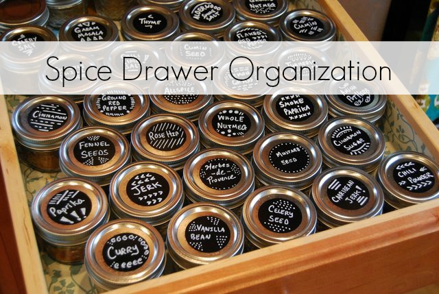 Spice Drawer Organization with Mini Jelly Jars - The Borrowed AbodeThe  Borrowed Abode