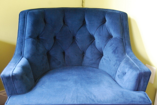 Vintage Swivel Rocker Reupholstered Diamond Tufting Nursery