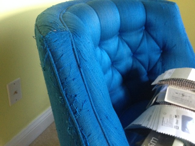 Vintage Swivel Chair Upholstery Scratched