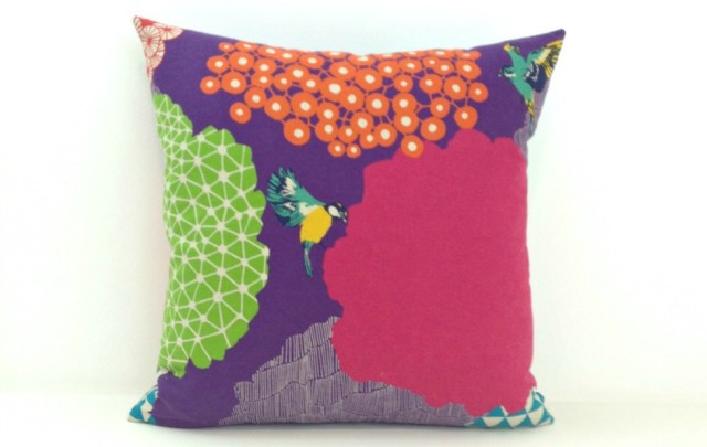 Janery Pillow Geo Bird 2 Grape 1000sq