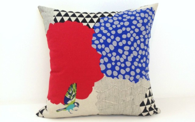 Janery Designer Pillow Geo Bird Neutral Invisible Zipper