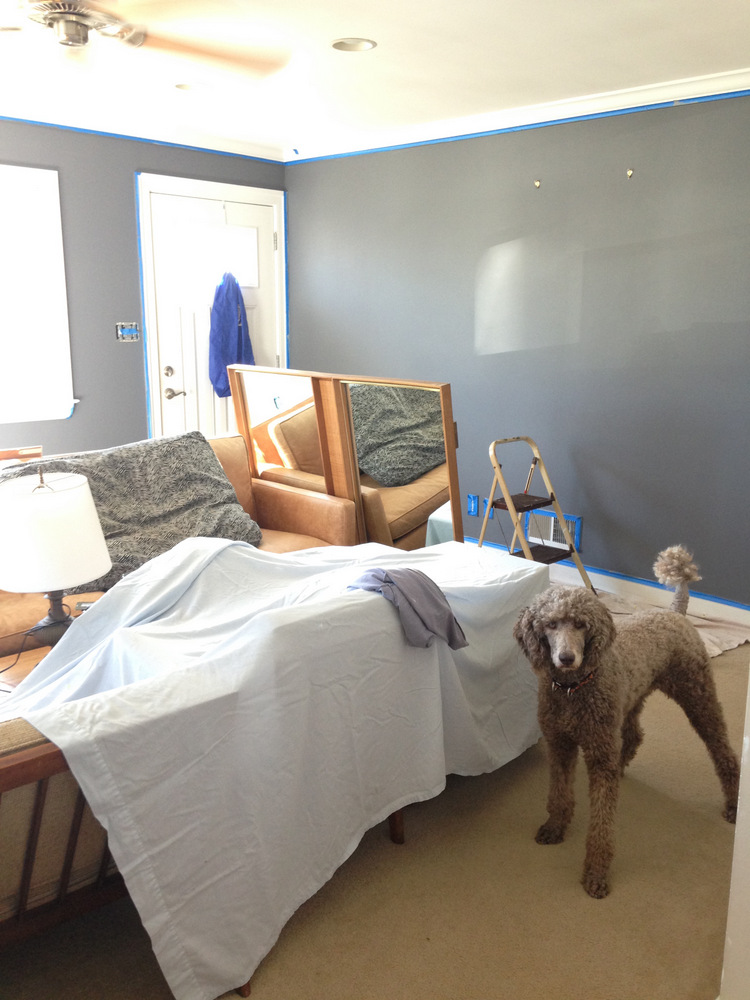 Living Room Blue Gray Walls In Progress