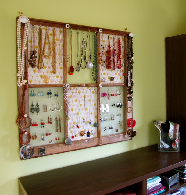 Window Frame Jewelry Display Tutorial The Borrowed Abodethe Abode - Diy Earring Display Board