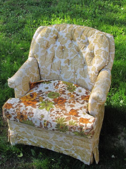 Striped Yellow Chair Cushions in Outdoor Cushions