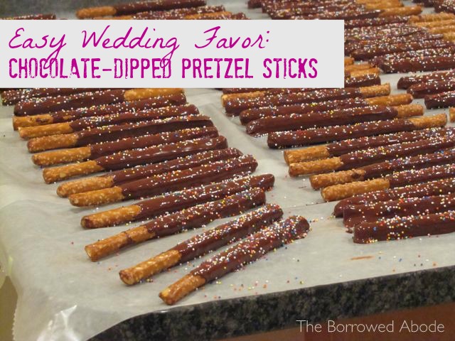 Chocolate Dipped Pretzel Sticks Wedding Favor