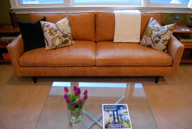 Our Reupholstered Petrie Sofa Is Back, Reupholstering A Leather Couch